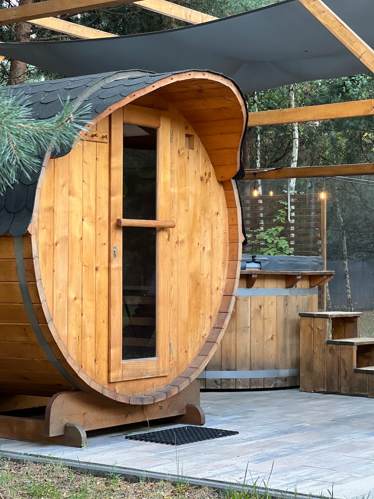 Drewniana sauna beczka i balia w Leśnej Ostoi